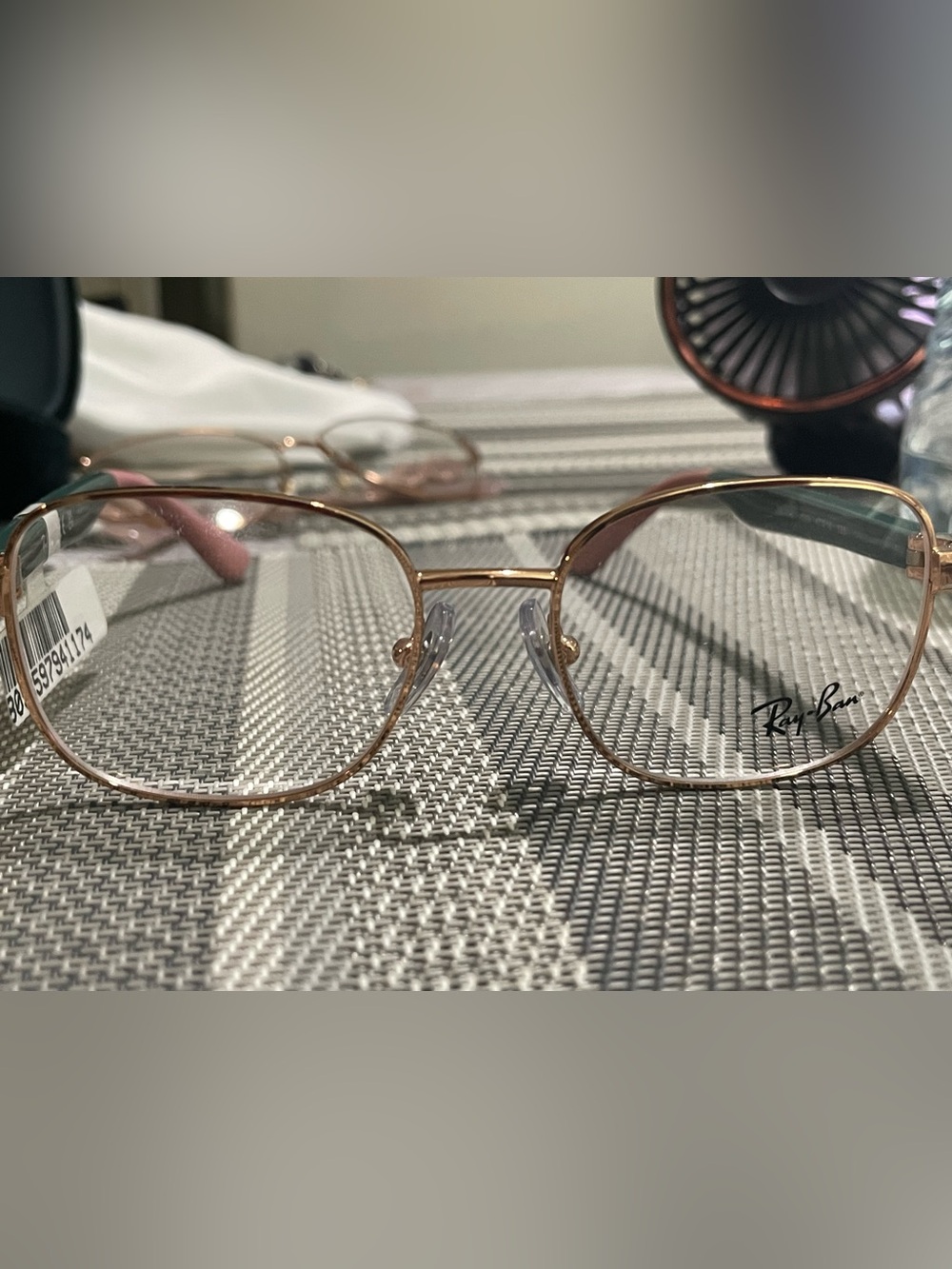 Ray-Ban Gold Metal Square-Round Women's Glasses
